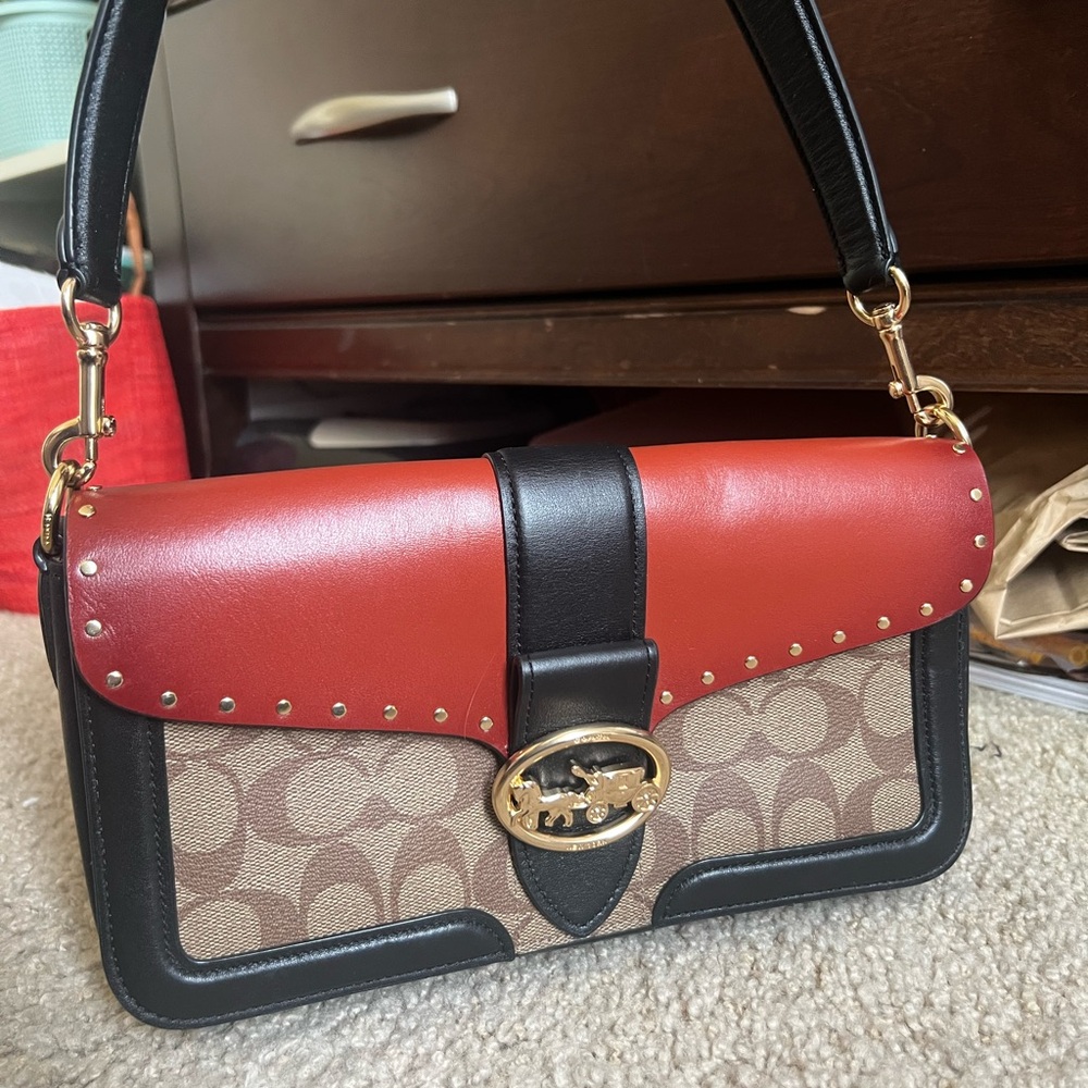 COACH Georgie shoulder bag in colorblock signature canvas